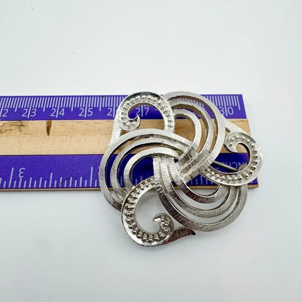 Vintage Monet Swirl Filigree Brooch Textured Elegance Glamour Timeless Retro
